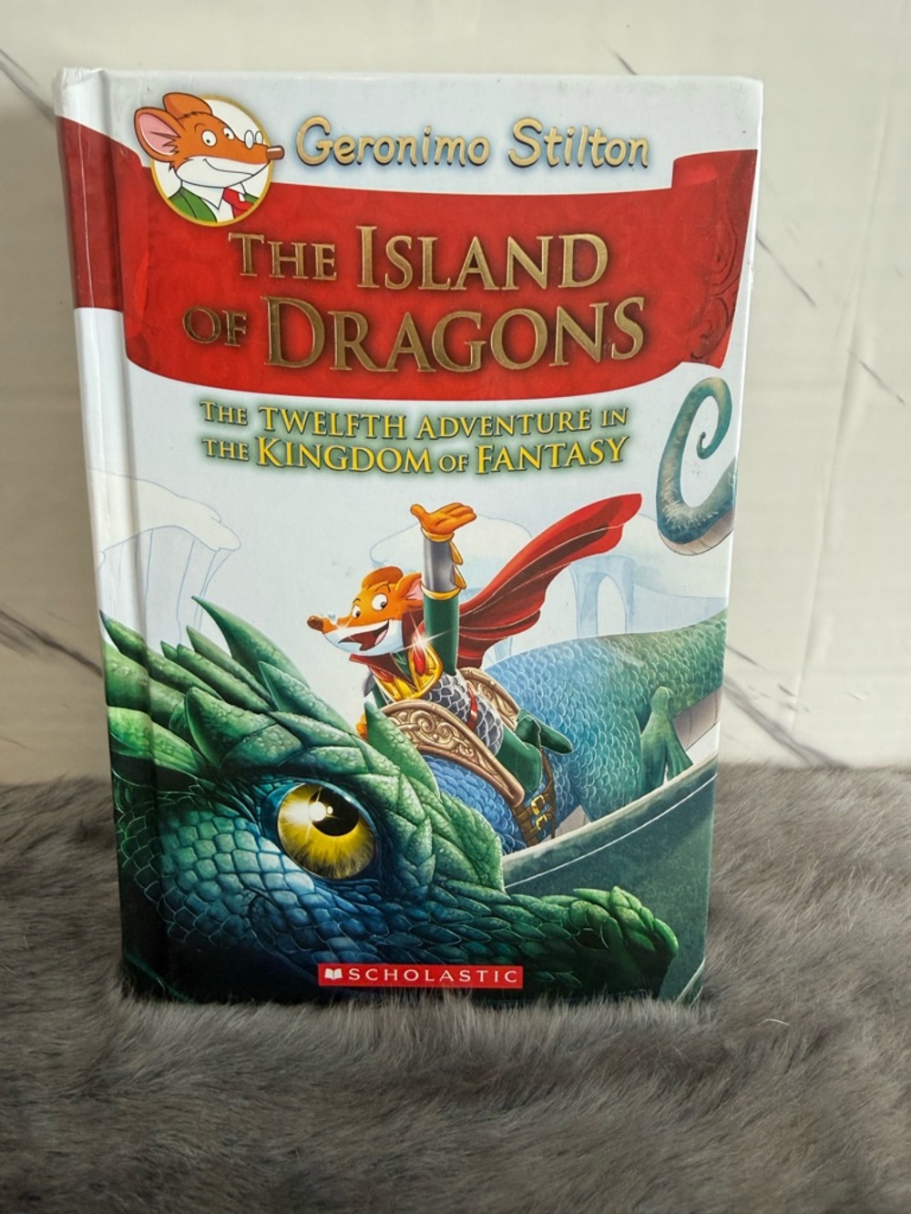 Scholastic Hardcover with Green and Blue Dragon Artwork